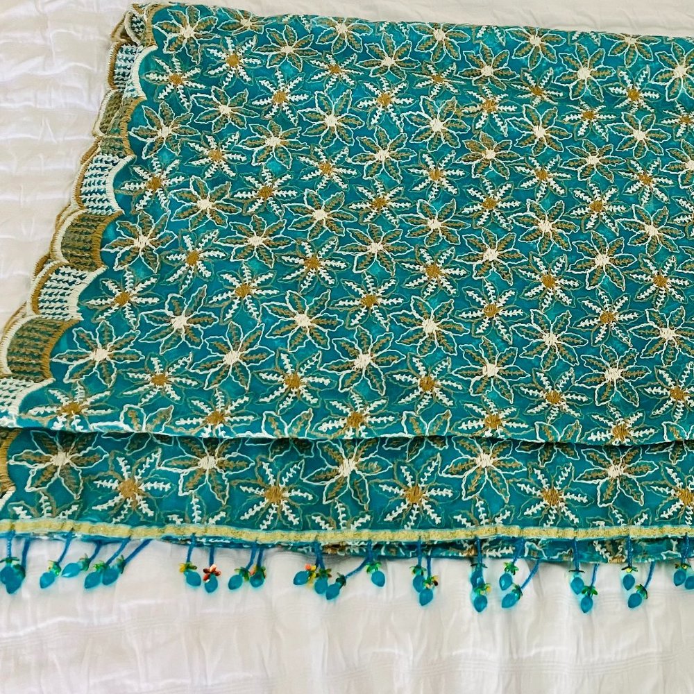 Vintage hand-embrodieried silk shawl